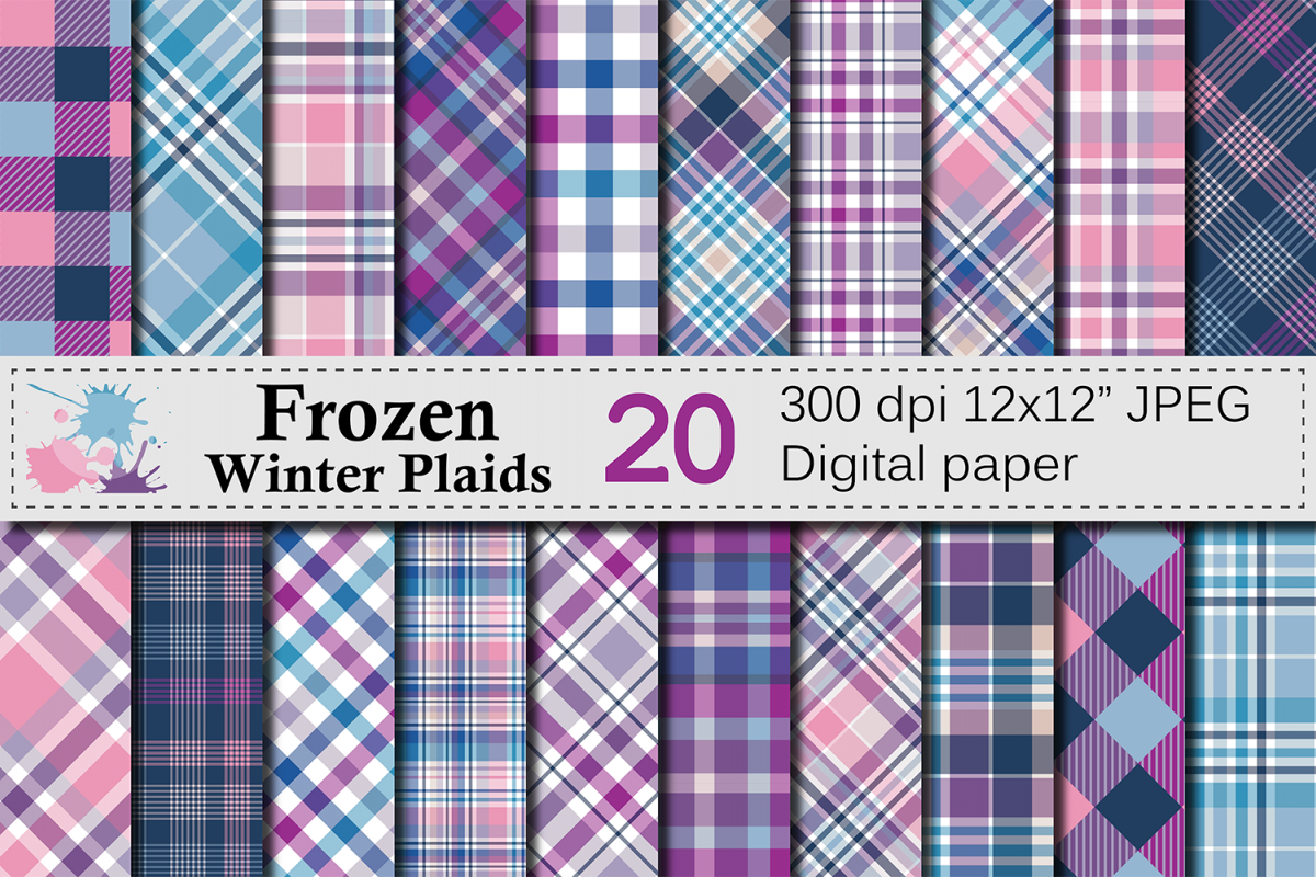 Frozen Winter Plaid Digital Paper example image 1