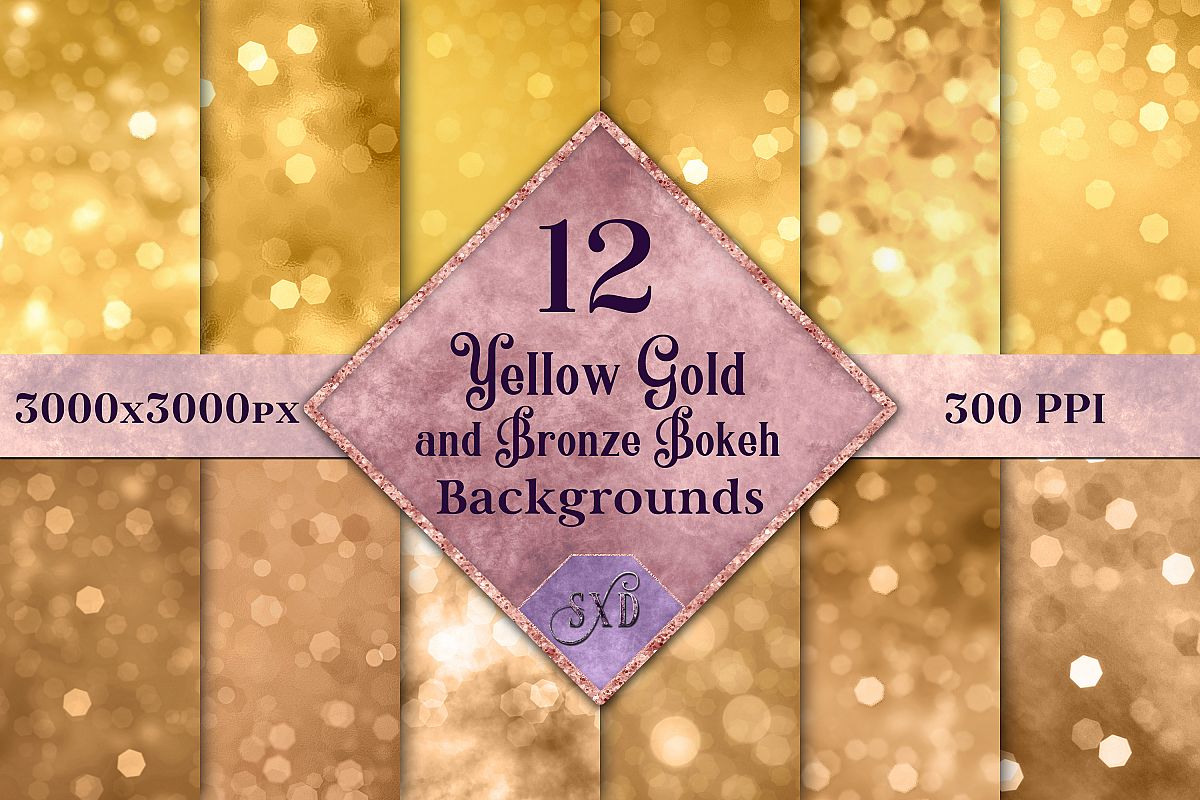 Yellow Gold and Bronze Bokeh Backgrounds - 12 Image Textures example image 1