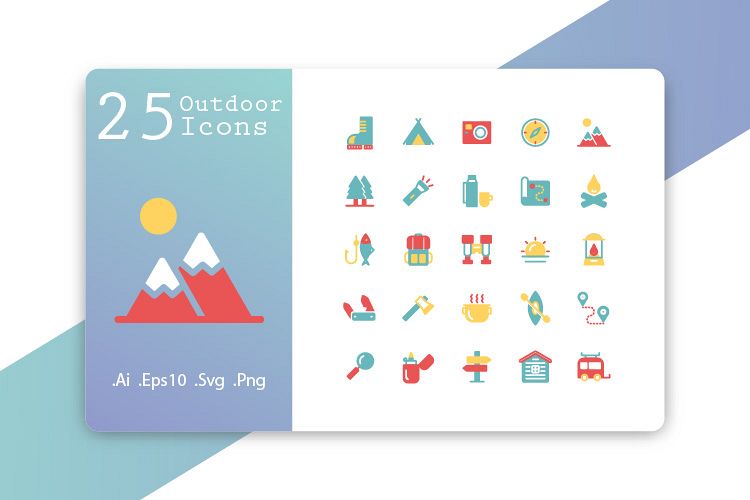 25 Outdoor Icons Flat Design example image 1