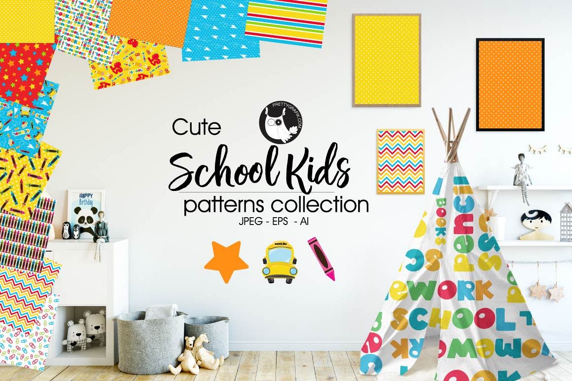 SCHOOL-KIDS, digital papers example image 1
