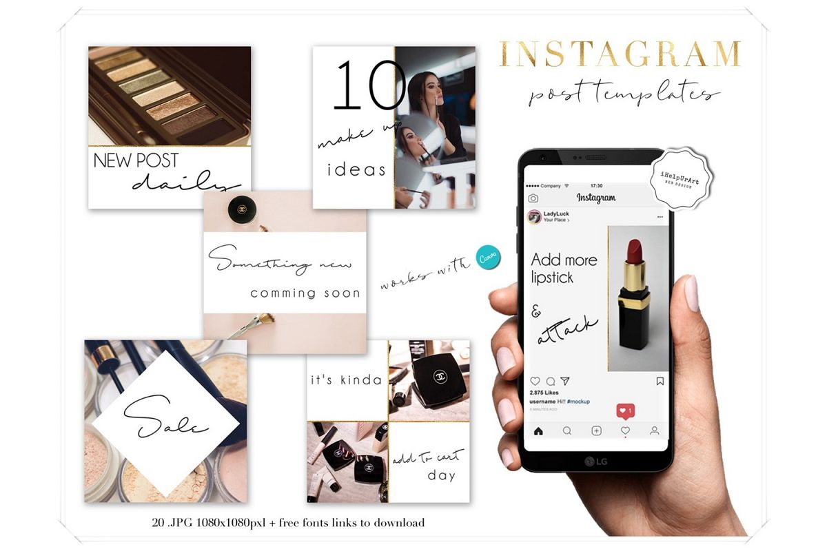 Beauty Blogger Instagram Posts Templates example image 1