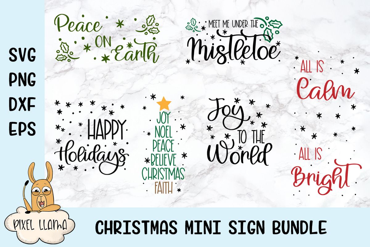 Mini Christmas Sign Bundle of 6 SVGs example image 1