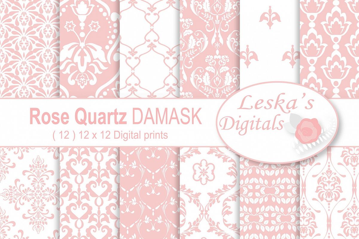 Pink Damask Digital Paper example image 1