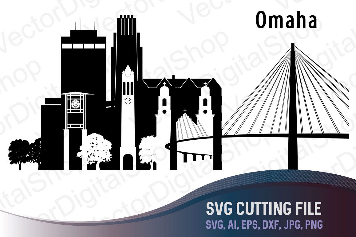 Omaha Vector, Nebraska Skyline USA city, SVG, JPG, PNG, DWG, CDR, EPS, AI example image 1