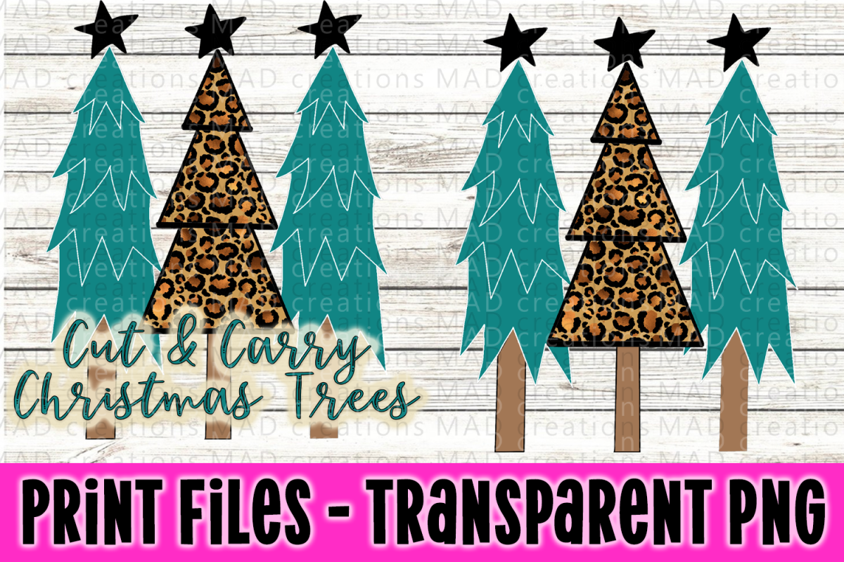 Leopard Print and Teal Trees and Presents - Print File example image 1