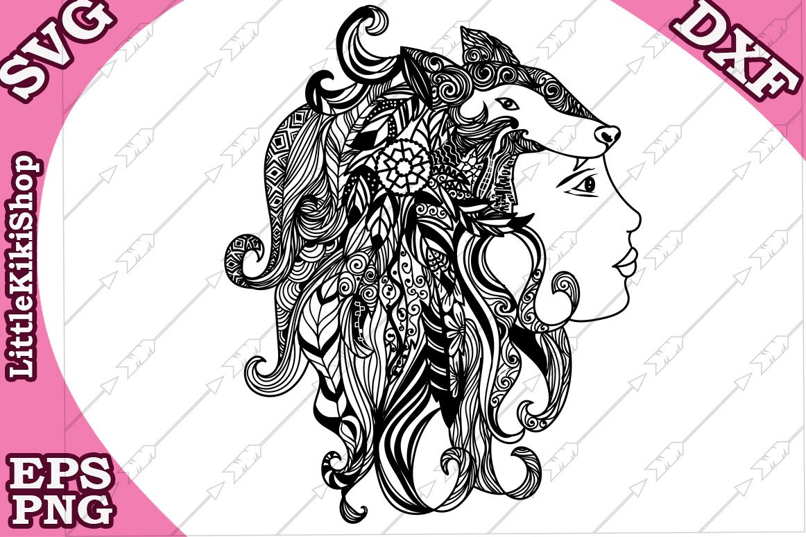 Download Zentangle Girl Svg, Mandala Girl Svg,Fox Girl cut file ...