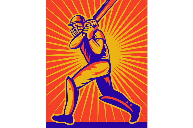 cricket sports batsman batting retro example image 1