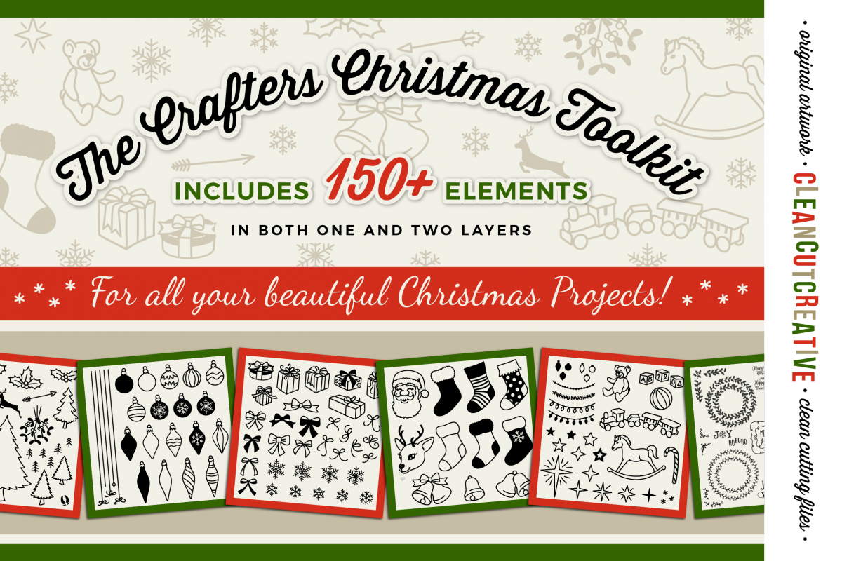 The Crafters Christmas Toolkit - 150+ Christmas Design Elements - SVG DXF EPS - Cricut & Silhouette - clean cutting files example image 1