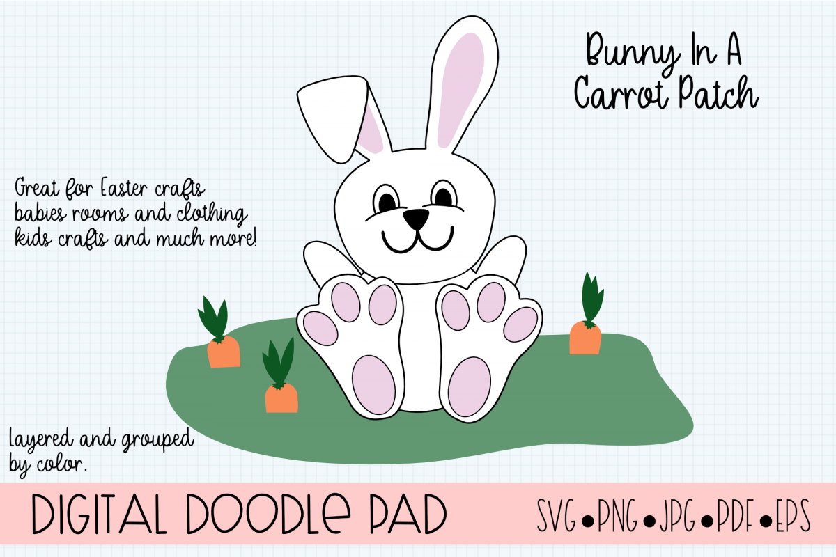 Easter Bunny Rabbit In a Carrot Patch SVG Cut File example image 1
