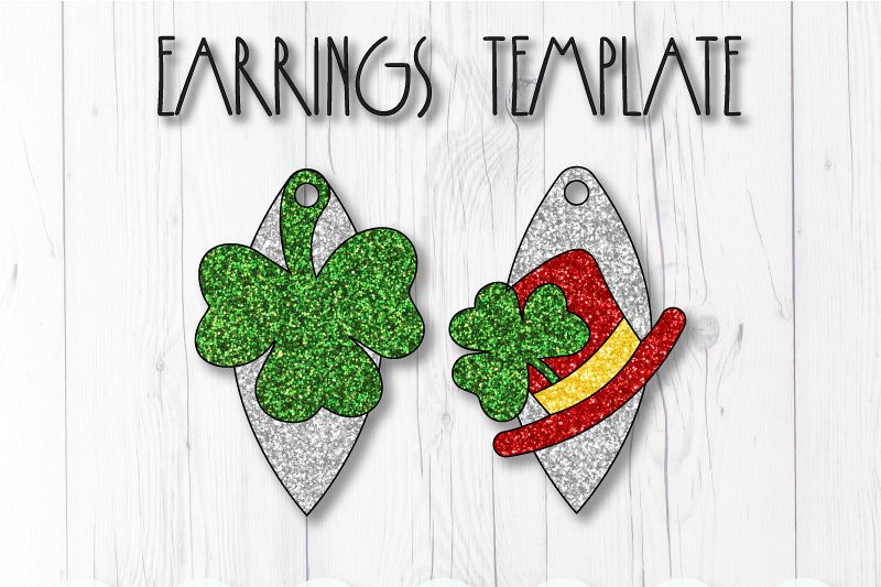 Clover earrings template SVG, DIY earrings template example image 1