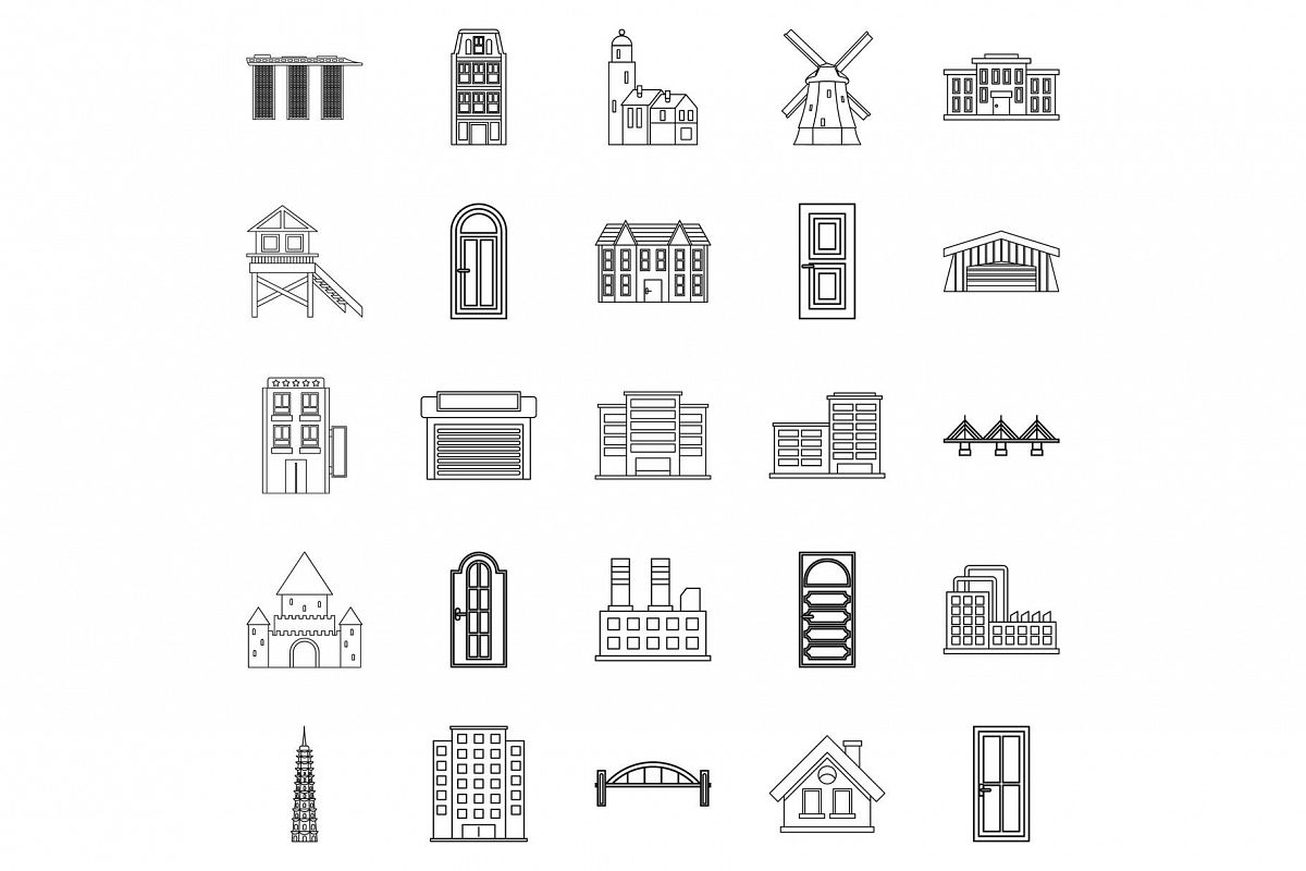 Development icons set, outline style example image 1