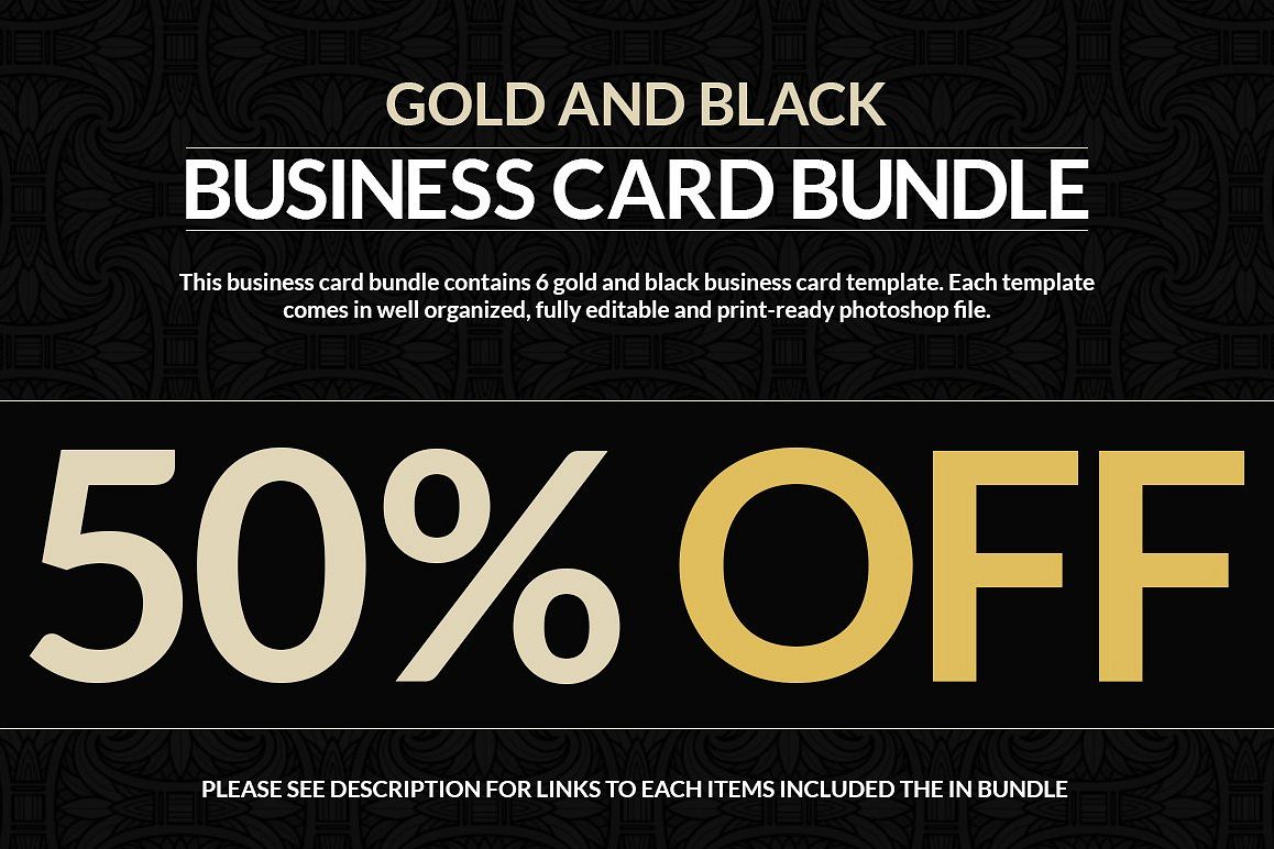 6 Gold And Black Business Cards Bundle example image 1