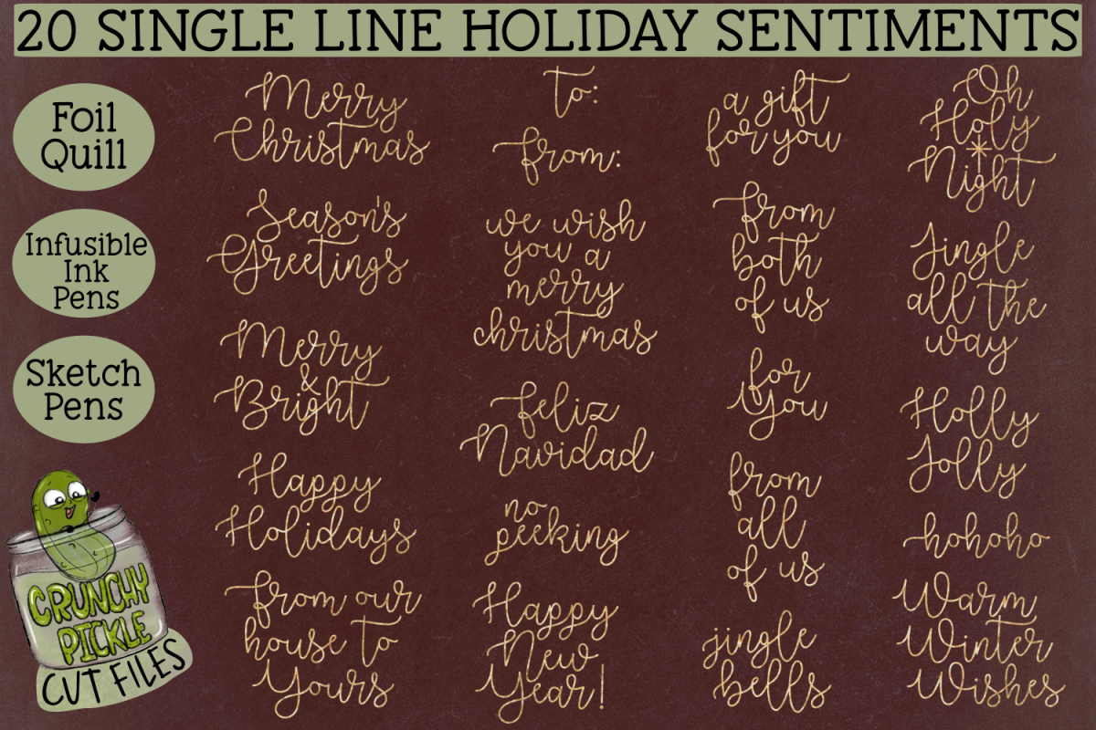 20 Foil Quill Christmas Sentiments set 1 / Single Line Sketc example image 1