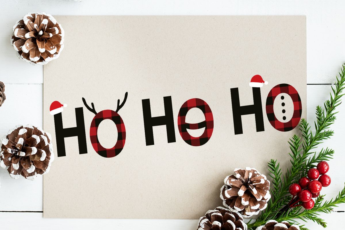 Ho Ho Ho Christmas Buffalo Plaid Svg example image 1