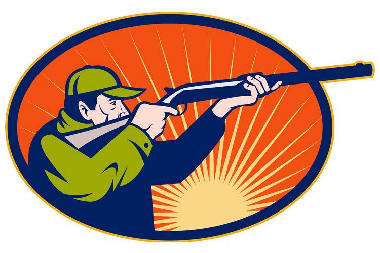 Hunter aiming rifle shotgun side view example image 1