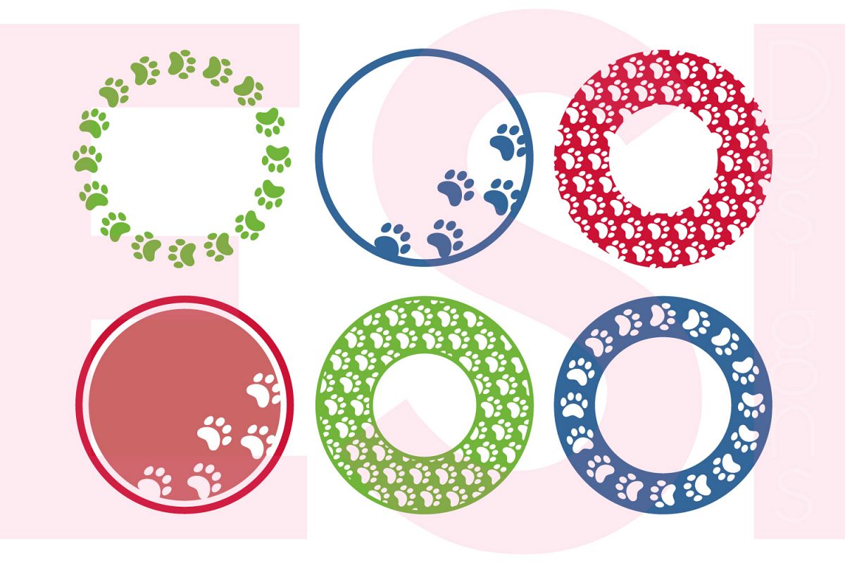 Download Paw Print Circle Monogram Frame Designs (2654) | SVGs ...