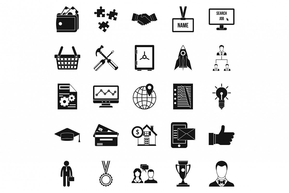 Bkg icons set, simple style example image 1