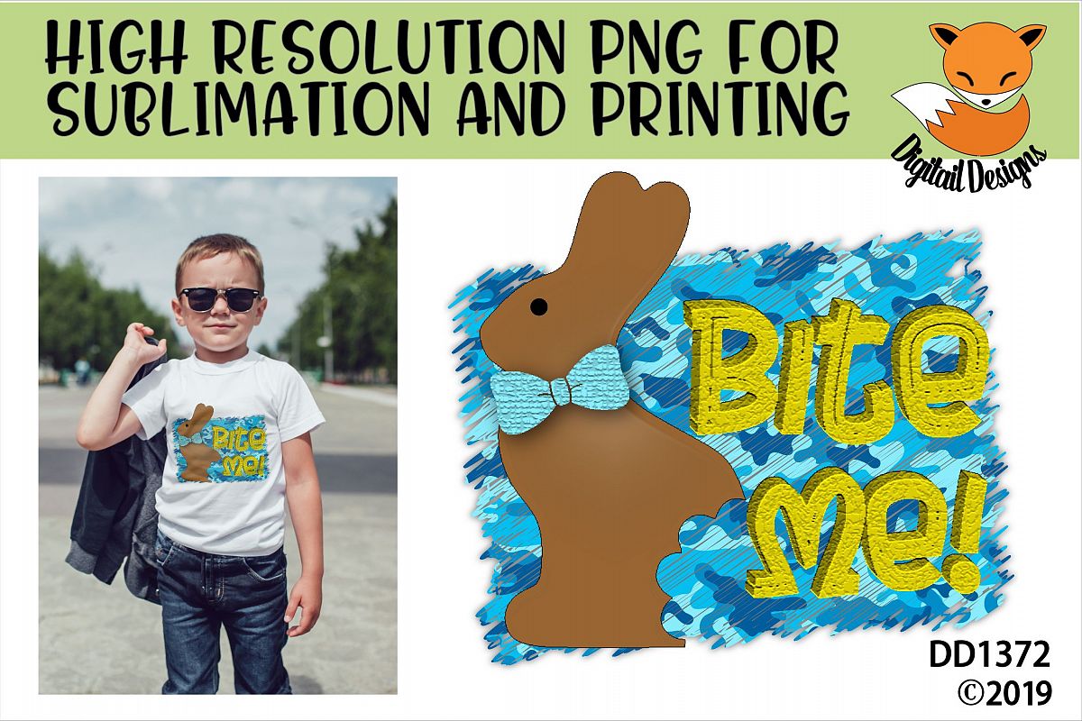 Funny Chocolate Easter Bunny Sublimation Printable example image 1