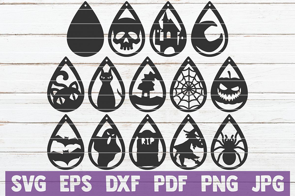 Halloween Earrings SVG Cut Files | commercial use example image 1
