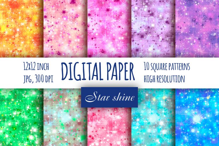 Star sparkle digital paper example image 1