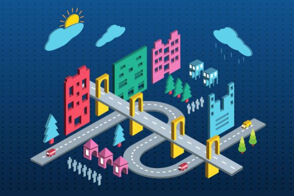 Color isometric city example image 1