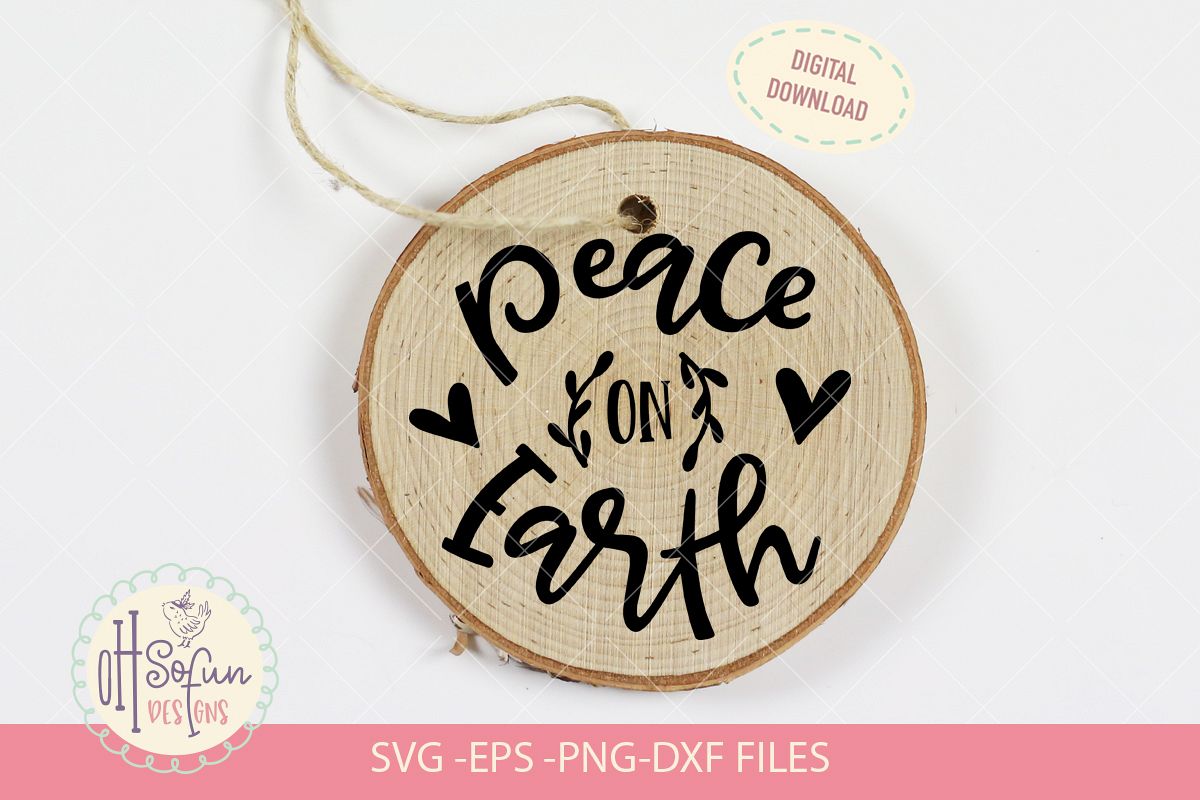 Peace on earth, hand lettering Christmas ornament SVG example image 1