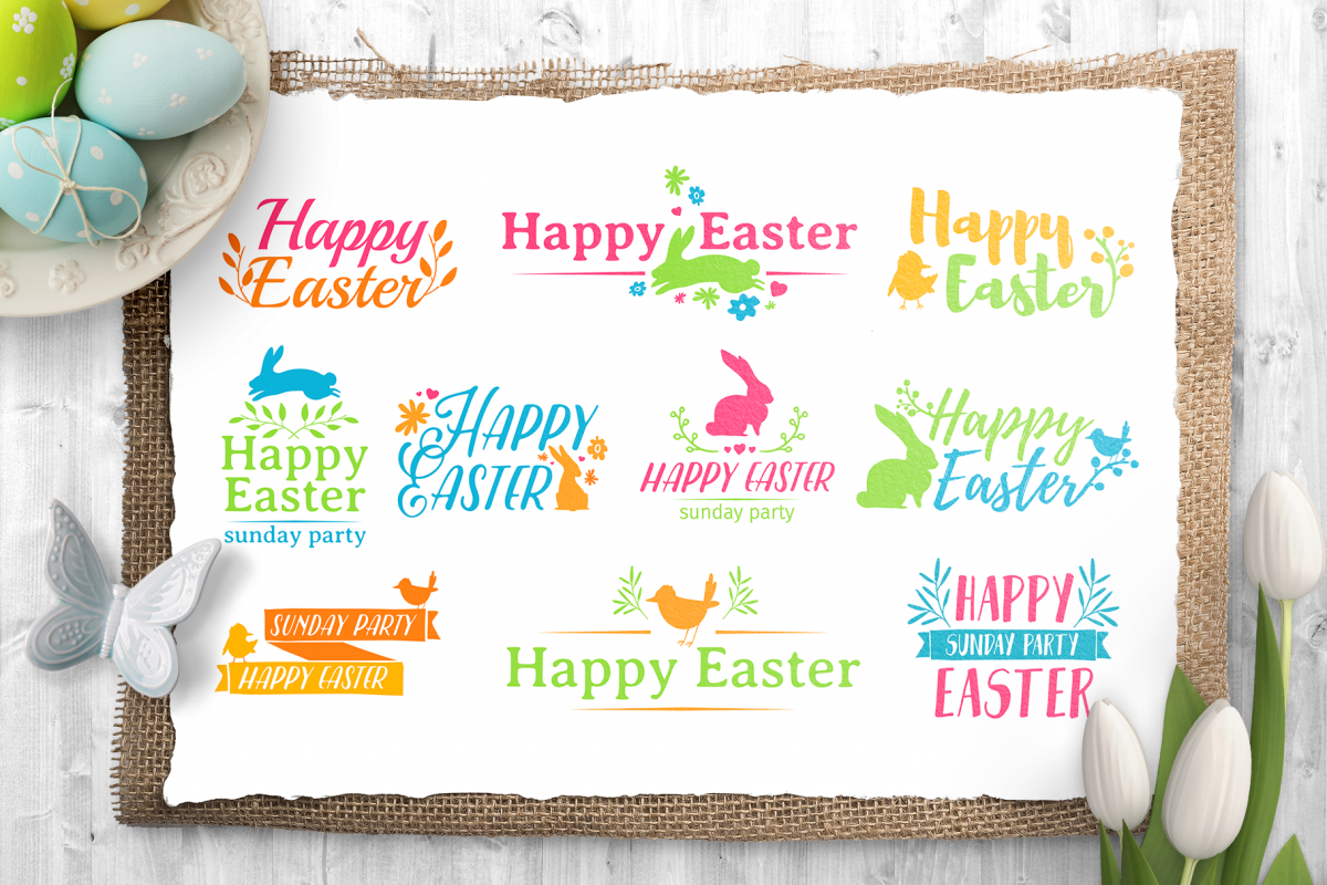 Happy Easter logo set example image 1