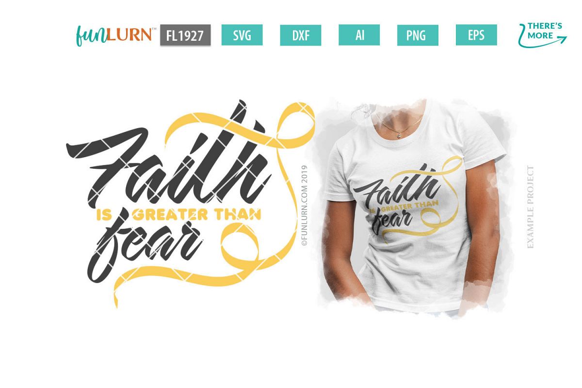 Faith is Greater Than Fear Yellow Ribbon SVG Cut File example image 1