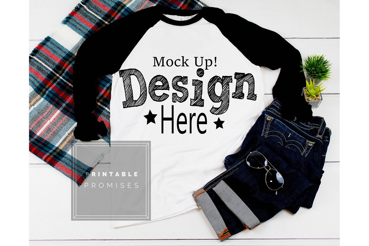 Next Level 6051 Vintage Black Raglan Mockup Baseball T-Shirt example image 1