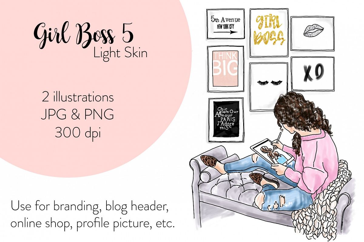 Fashion illustration - Girl Boss 5 - Light skin example image 1