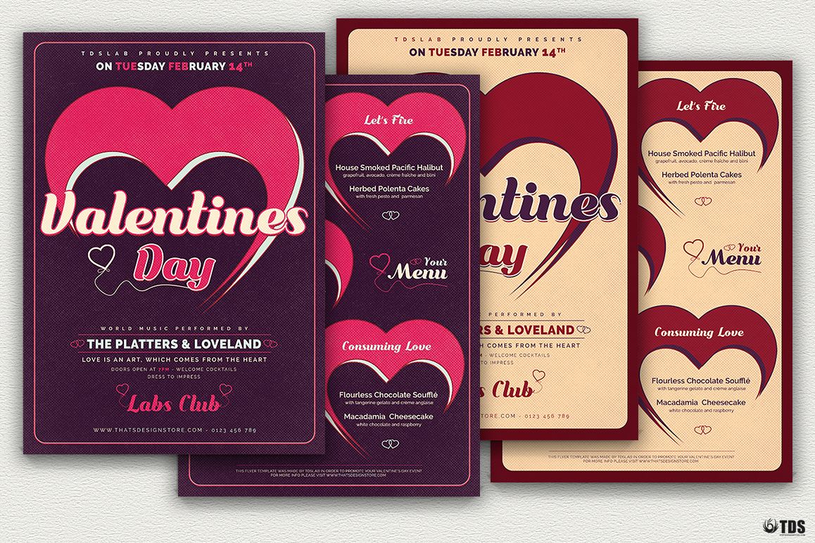 Valentines Day Flyer + Menu Bundle V9 example image 1
