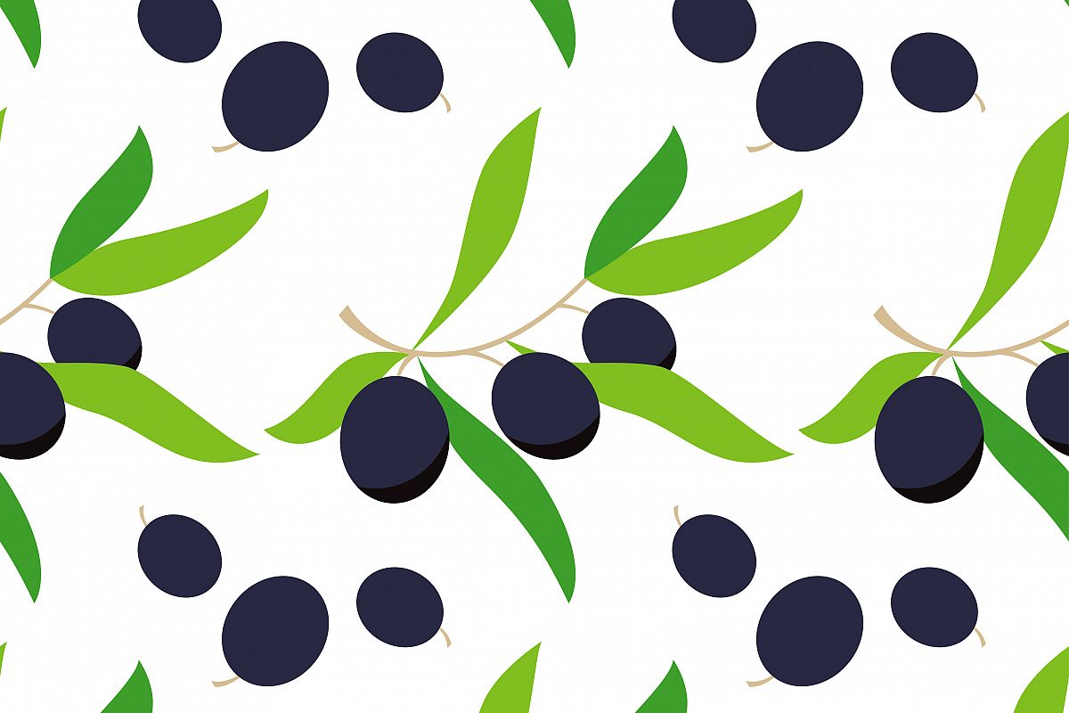 Seamless pattern with olive branches. Retro decorative texture background. example image 1