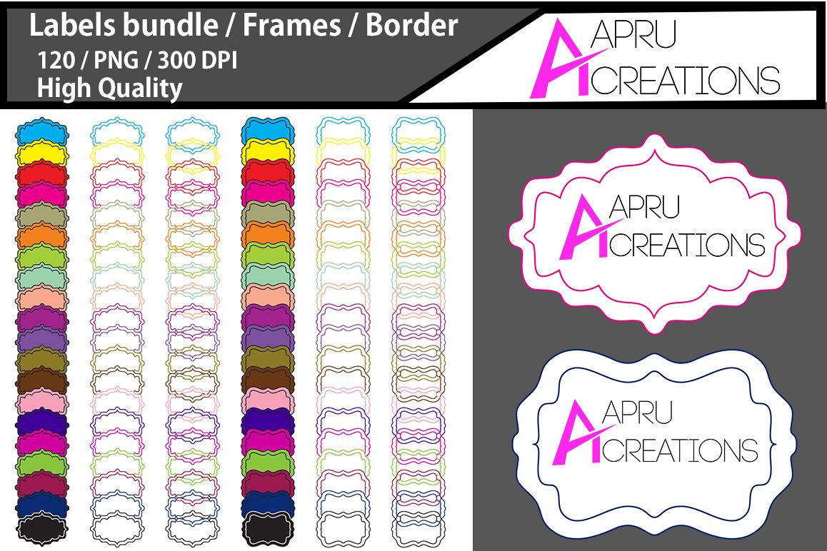 scrapbook Label frames clipart / 120 frames / borders / printable