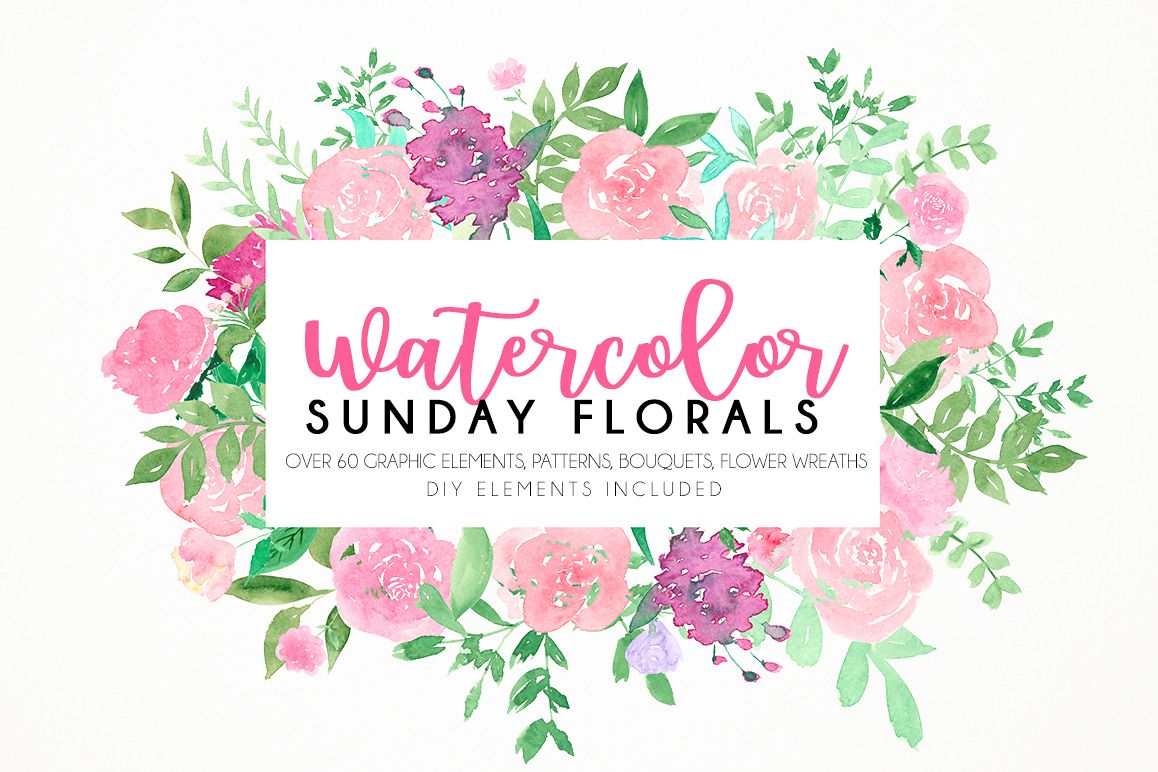 Watercolor Sunday florals example image 1