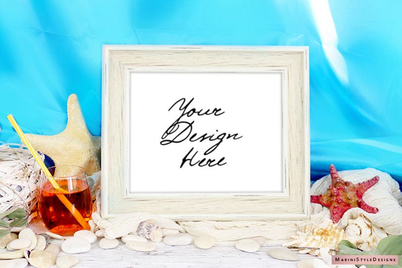8x10 Summer beach Frame mockup, horizontal frame mockup, 965 example image 1