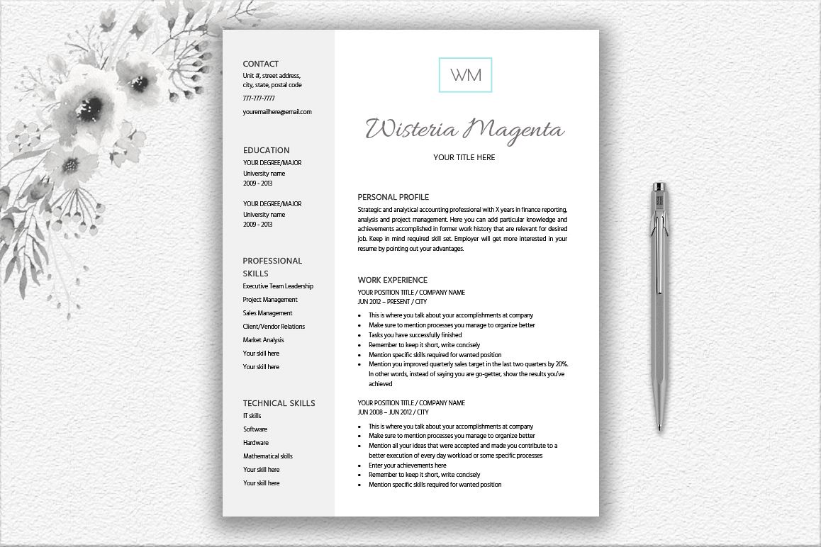 Monogrammed Resume Template Design example image 1
