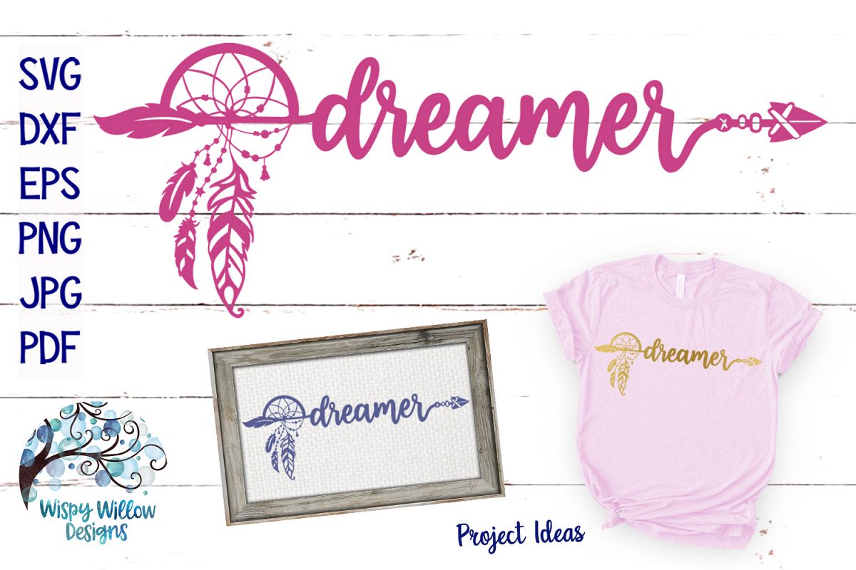 Dreamer SVG | Boho Feather Dream Catcher SVG Cut File example image 1