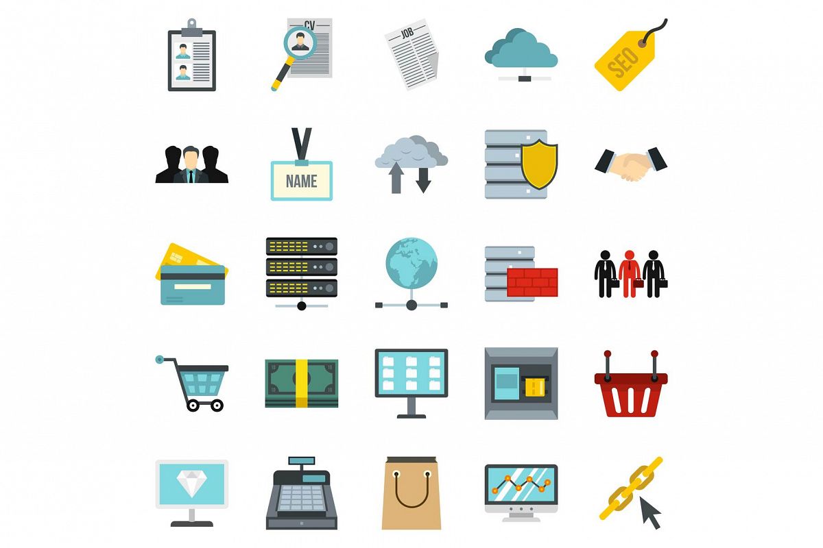 Safe deposit icons set, cartoon style example image 1