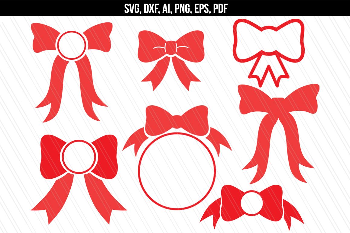 Bow monogram svg dxf cutting files