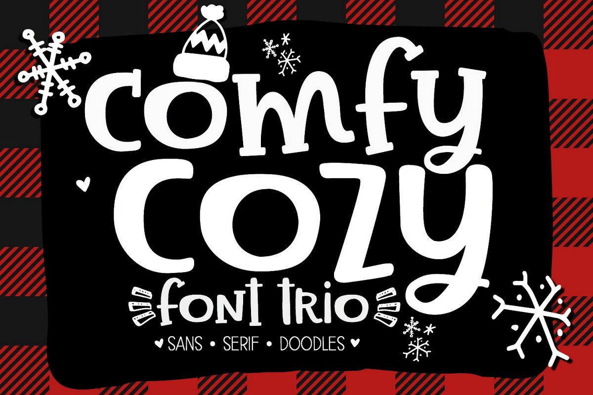 Comfy Cozy Font Trio- Sans, Serif & Doodle Font Bundle example image 1