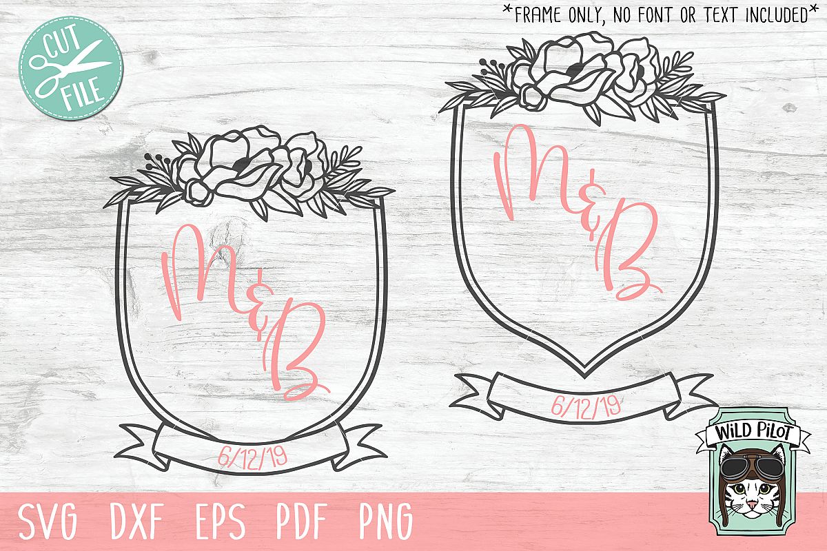 Monogram Frame SVG, Wedding Monogram, Crest, Flower Frame example image 1