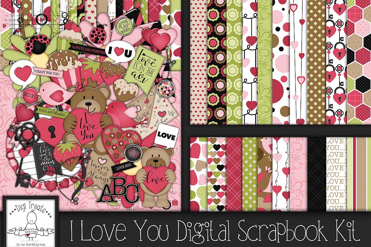 Download I Love You Digital Scrapbook Kit