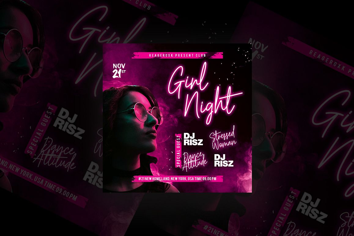 Girl Night Party Flyer example image 1