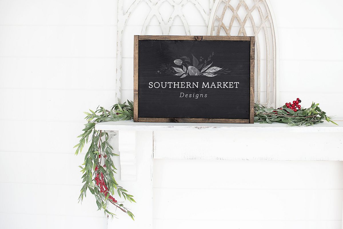 Christmas 12x20 Wood Sign Mock Up Styled Photography example image 1