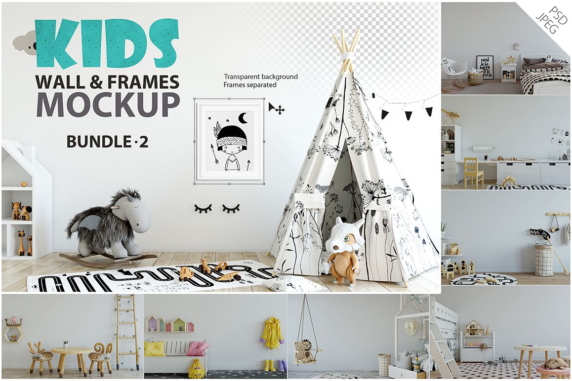 KIDS WALL & FRAMES Mockup Bundle - 2 example image 1