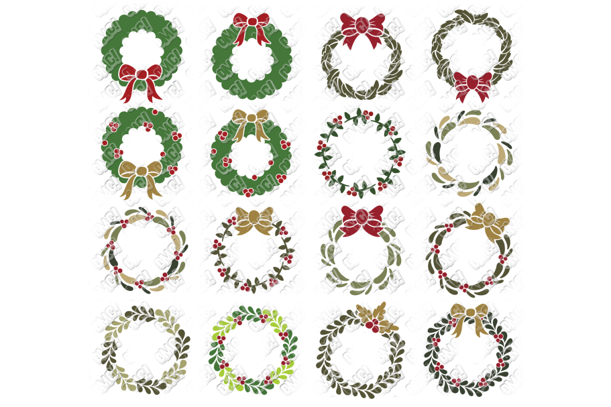 Christmas Wreath SVG Monogram in SVG, DXF, PNG, EPS, JPEG
