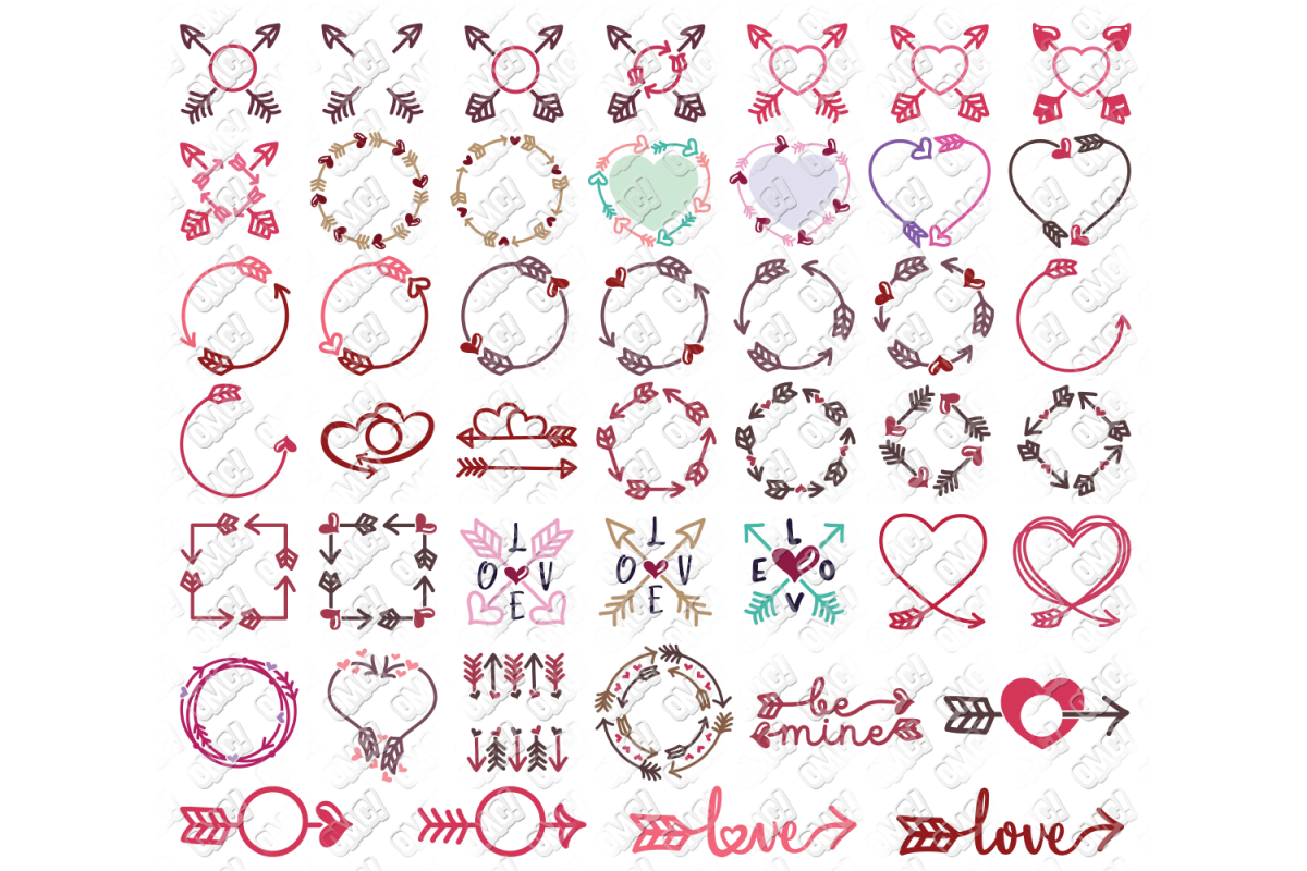 Download Valentine Arrow SVG Bundle Monogram SVG, DXF, PNG, EPS ...