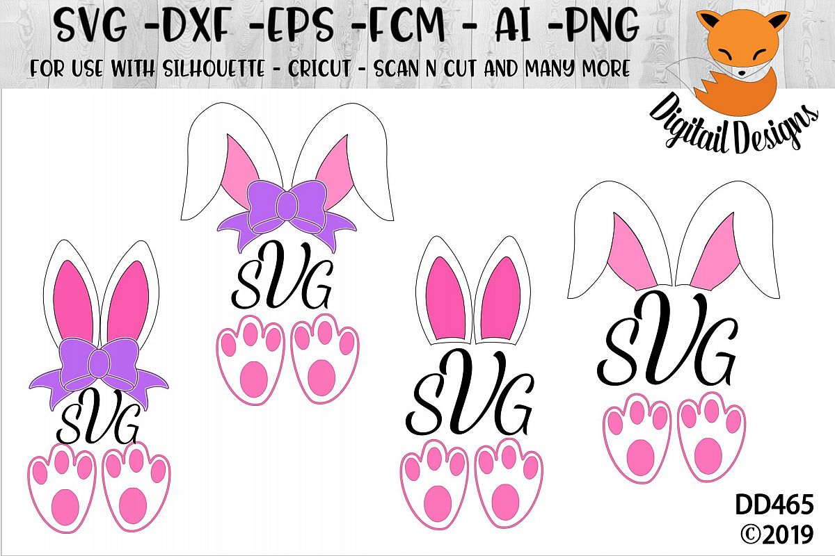 Easter Bunny Ears Monogram SVG Cut File (202202) | Cut Files | Design