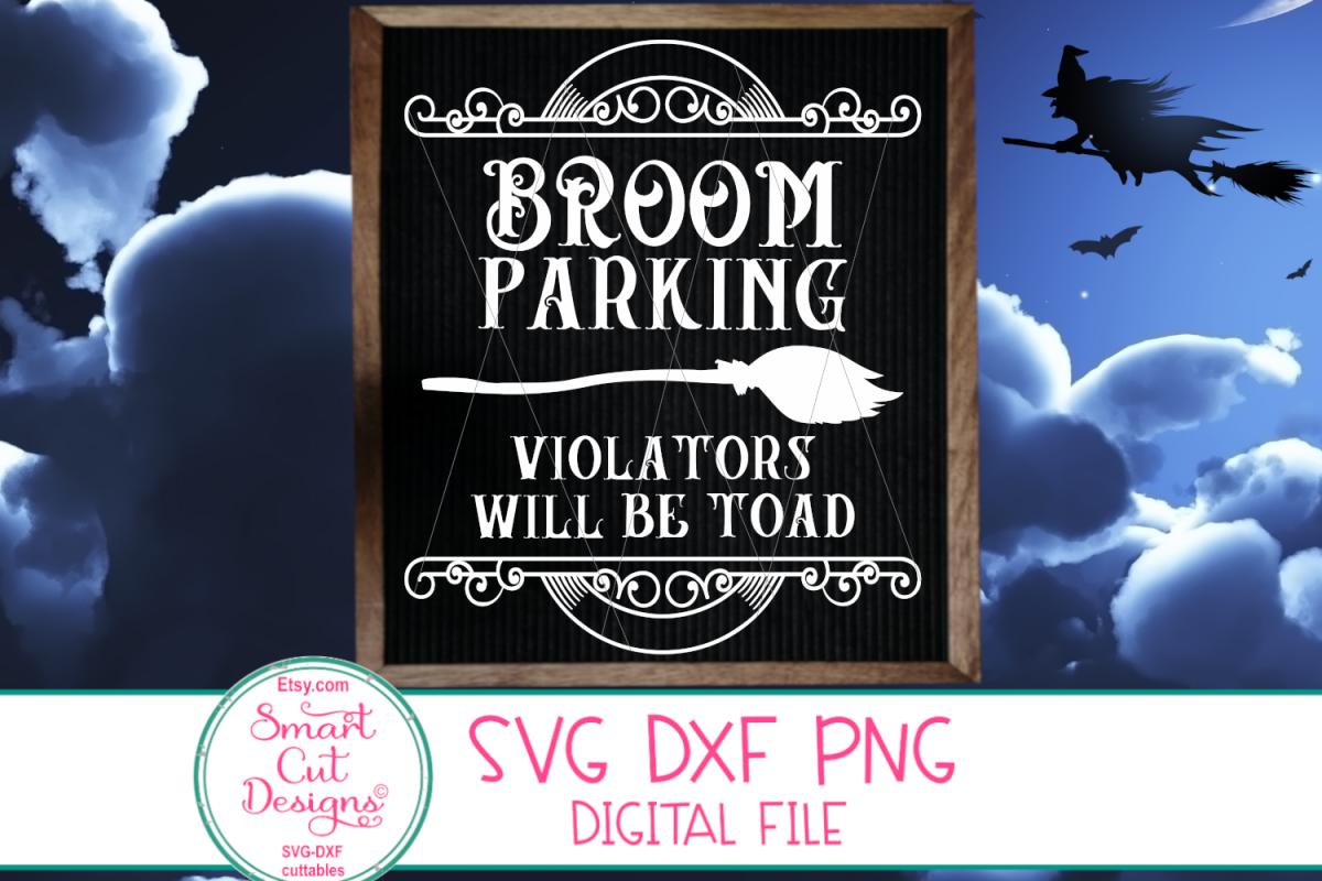 Broom Parking SVG, Funny Halloween SVG, Witch, Broom, Sign example image 1