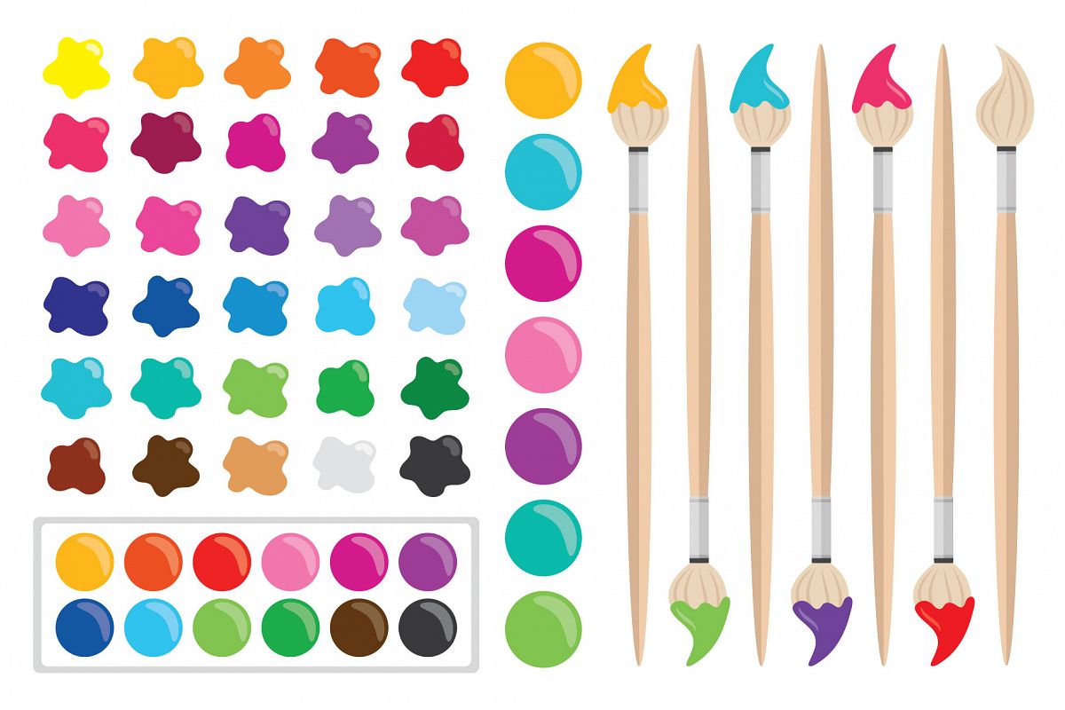 Paint Brush & Palette Graphic Set example image 1